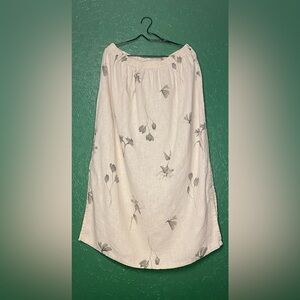 100% Linen Floral Cream Skirt